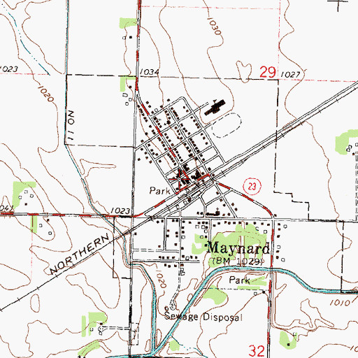 Topographic Map of Maynard Post Office, MN