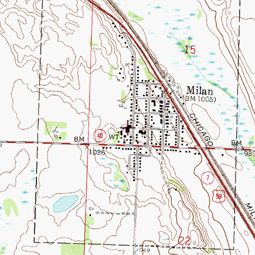 Topographic Map of Milan Elementary School, MN