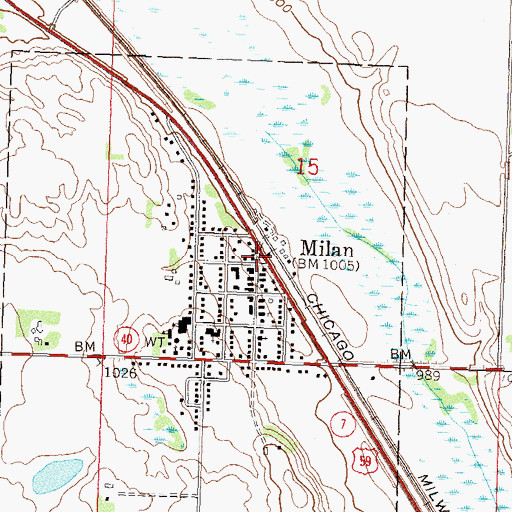 Topographic Map of Milan Rest Area, MN