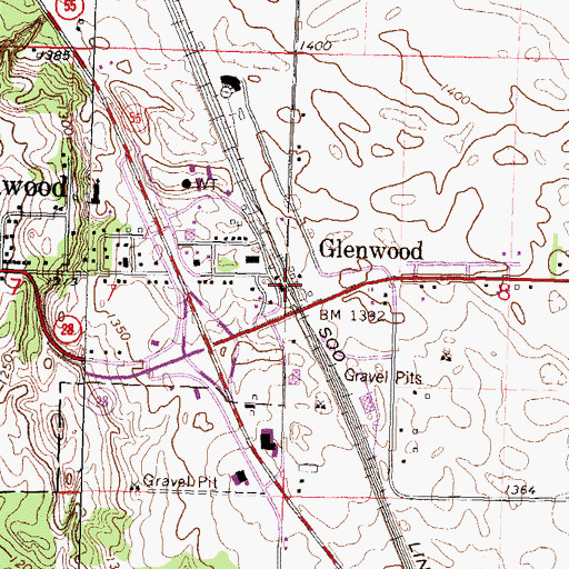 Topographic Map of Glenwood, MN
