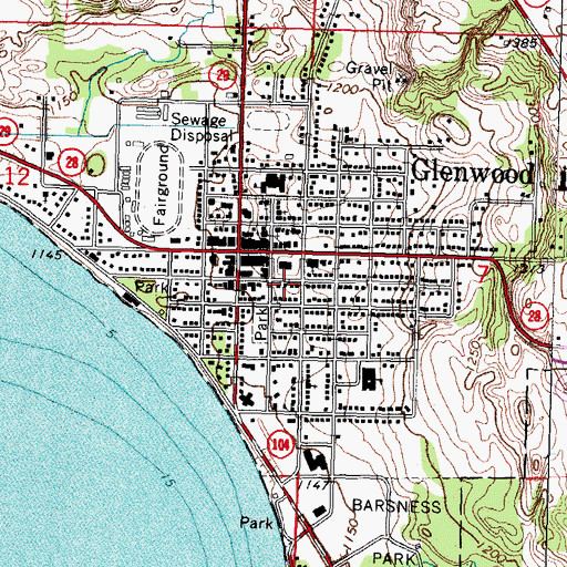 Topographic Map of Glenwood Public Library, MN
