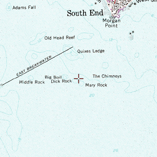 Topographic Map of Dick Rock, CT