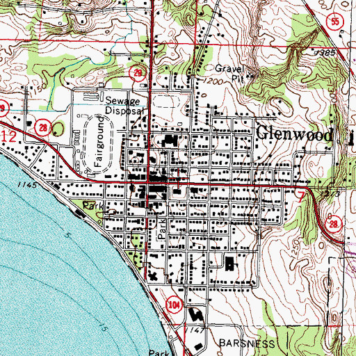 Topographic Map of Glenwood Fire Department, MN