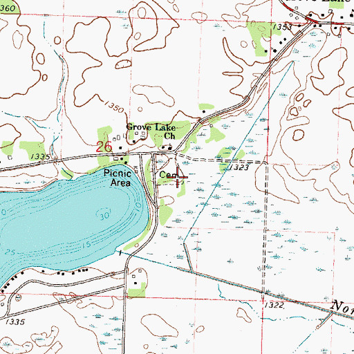 Topographic Map of Grove Lake Cemetery, MN