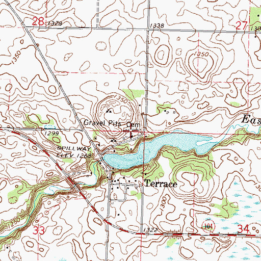 Topographic Map of Chippewa Falls Cemetery, MN