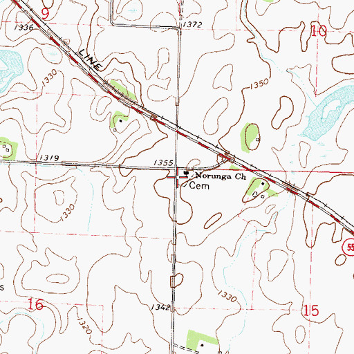 Topographic Map of Norunga Cemetery, MN