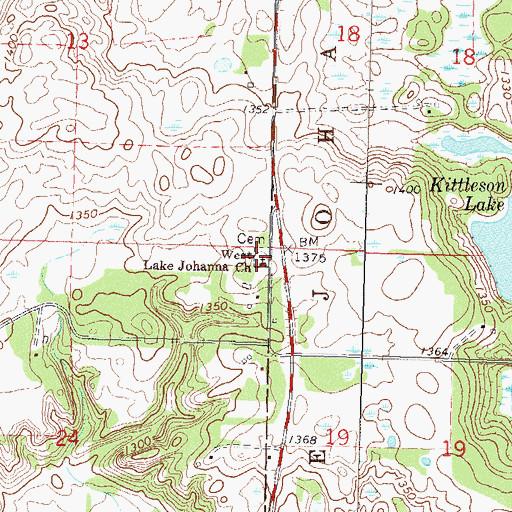 Topographic Map of West Lake Johanna Cemetery, MN