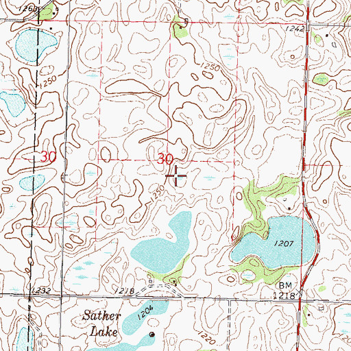 Topographic Map of Sather Family Cemetery, MN