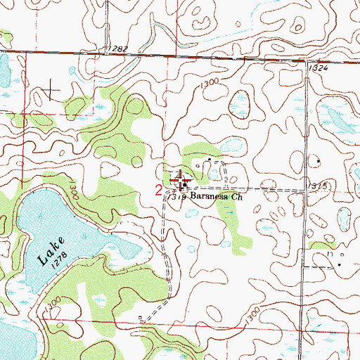Topographic Map of Barsness Lutheran Cemetery, MN