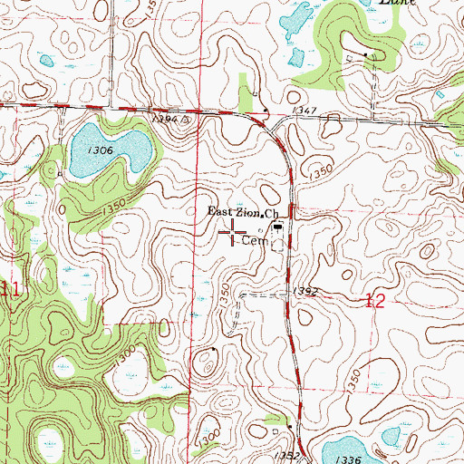 Topographic Map of East Zion Cemetery, MN