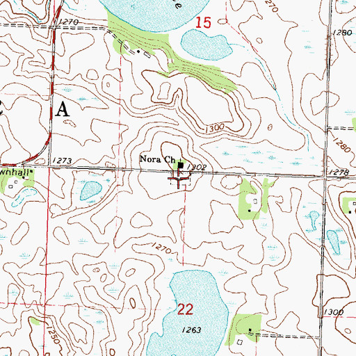 Topographic Map of Nora Cemetery, MN