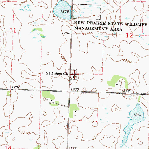 Topographic Map of Saint John's Cemetery, MN