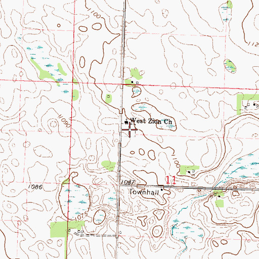 Topographic Map of West Zion Cemetery, MN