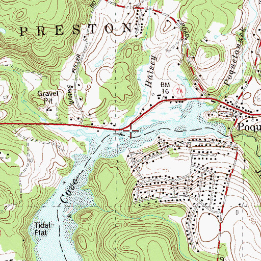 Topographic Map of Halsey Brook, CT