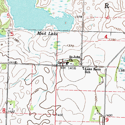 Topographic Map of Saint John's Cemetery, MN