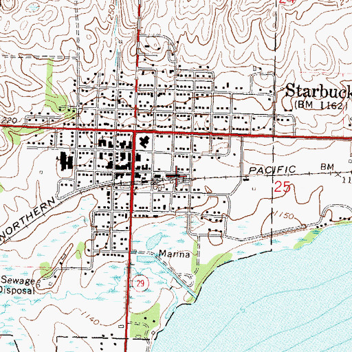 Topographic Map of Starbuck Police Department, MN