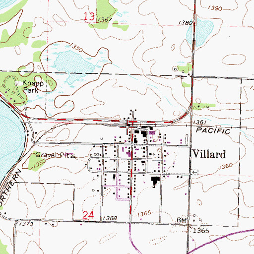 Topographic Map of Villard (historical), MN