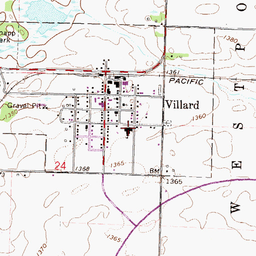 Topographic Map of Villard Elementary School, MN