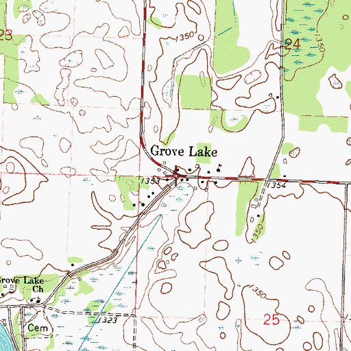 Topographic Map of Grovelake Post Office (historical), MN