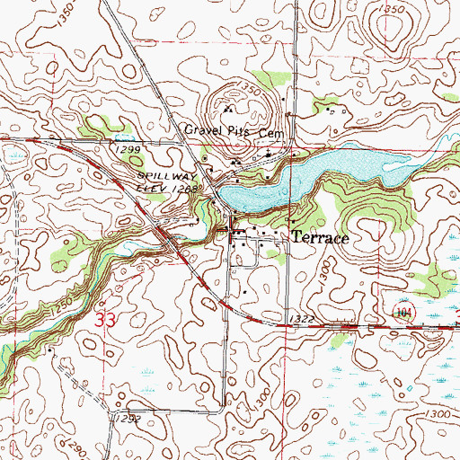 Topographic Map of Terrace Post Office (historical), MN