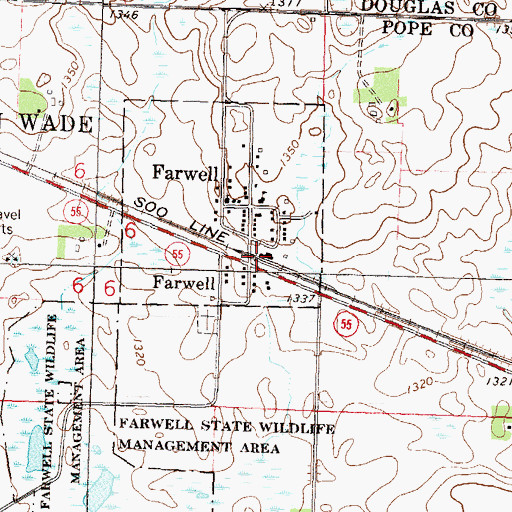 Topographic Map of Farwell, MN