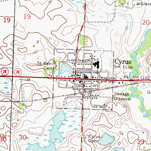 Topographic Map of Cyrus Fire Department, MN