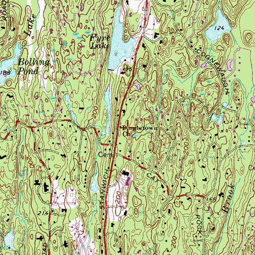 Topographic Map of Dingletown Church, CT