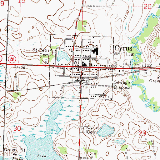 Topographic Map of Cyrus (historical), MN