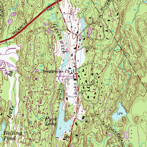 Topographic Map of Dingletown Church, CT