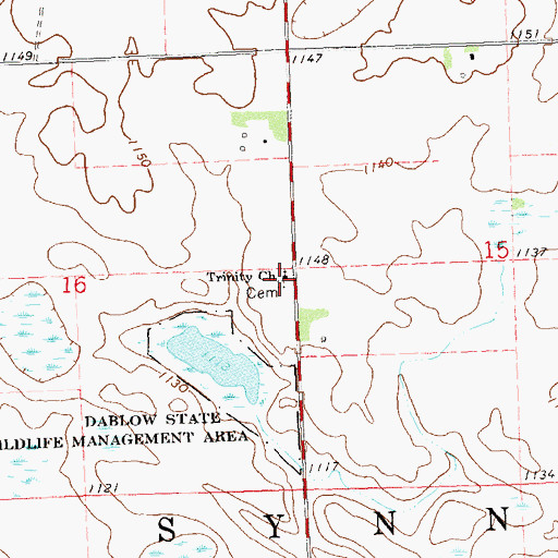 Topographic Map of Trinity Lutheran Cemetery, MN