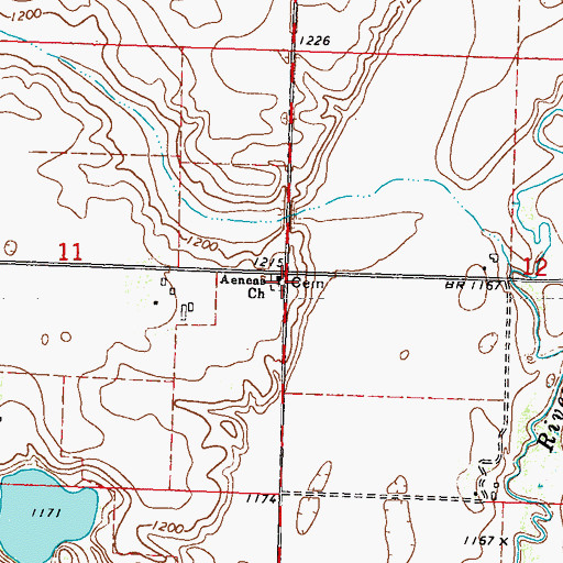 Topographic Map of Aeneas Lutheran Cemetery, MN