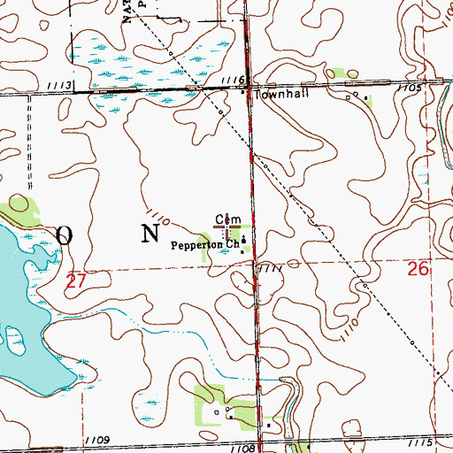 Topographic Map of Pepperton Methodist Cemetery, MN