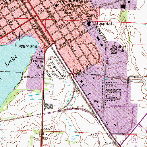 Topographic Map of Morris Fire Department, MN