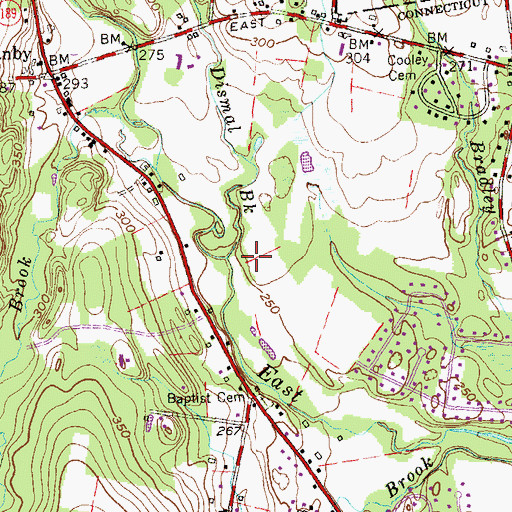 Topographic Map of Dismal Brook, CT