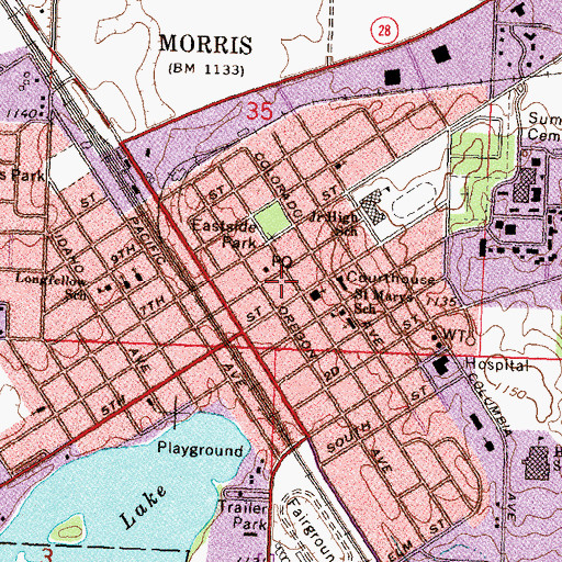 Topographic Map of Morris City Library, MN