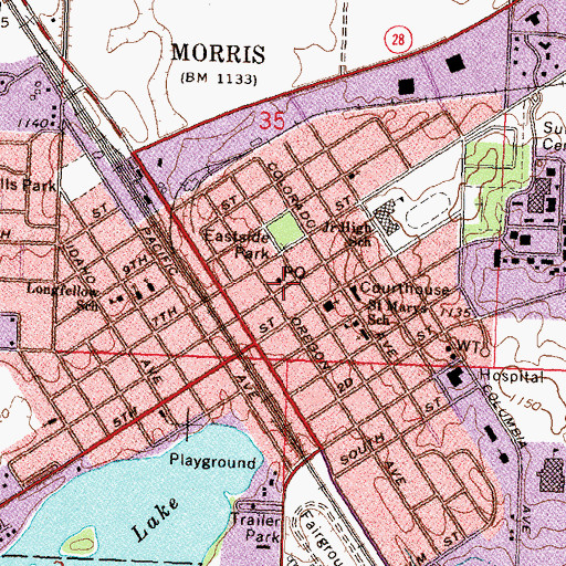 Topographic Map of Stevens Post Office, MN