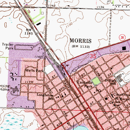Topographic Map of Morris, MN