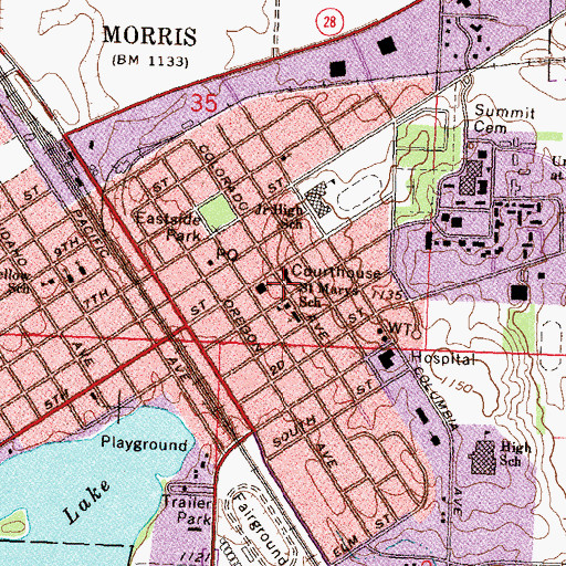 Topographic Map of Morris Police Department, MN