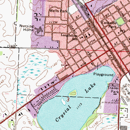 Topographic Map of First Baptist Church, MN