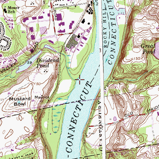 Topographic Map of Dividend Brook, CT