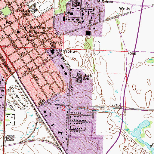 Topographic Map of Morris Senior High School, MN