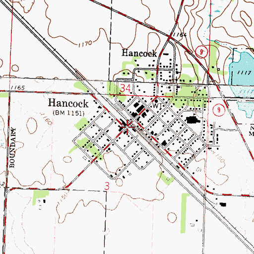 Topographic Map of Hancock, MN