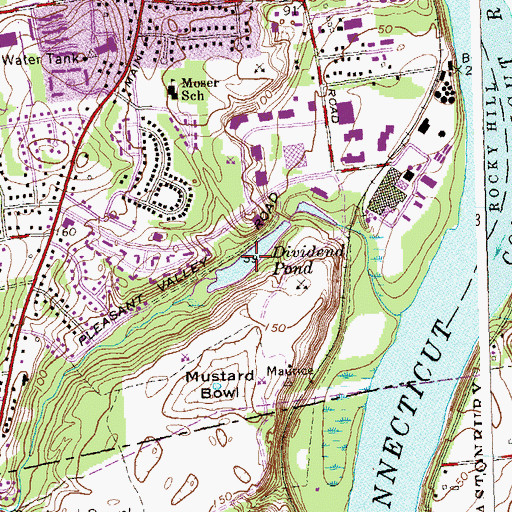 Topographic Map of Dividend Pond, CT