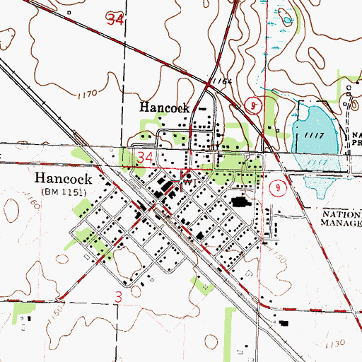 Topographic Map of Hancock City Police Department, MN