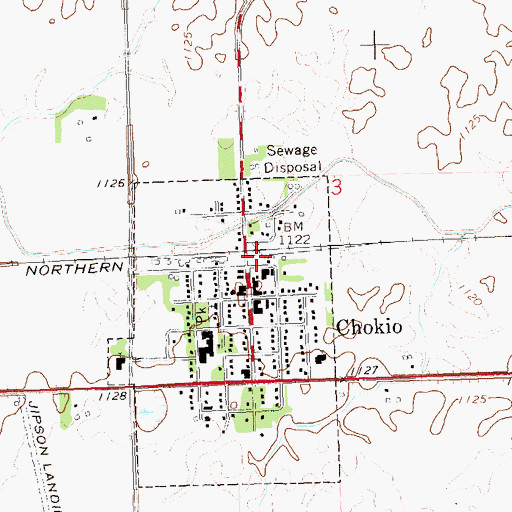 Topographic Map of Chokio, MN