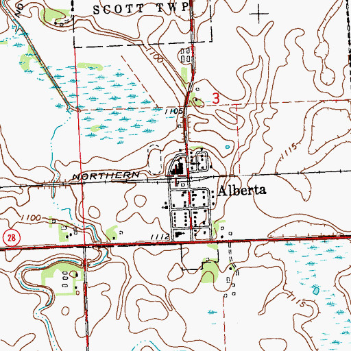 Topographic Map of Alberta, MN