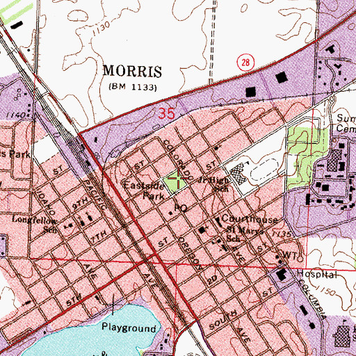 Topographic Map of Wadsworth Trail Historical Marker, MN