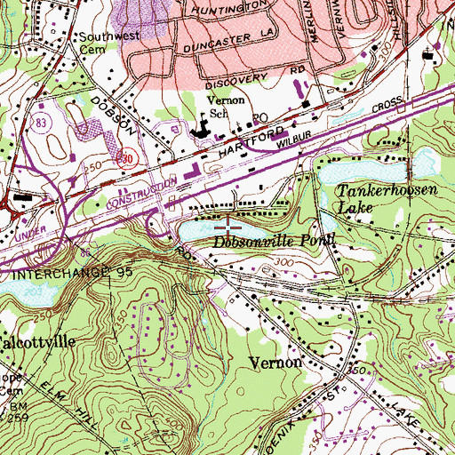 Topographic Map of Dobsonville Pond, CT
