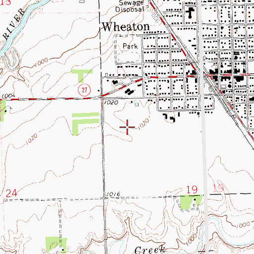 Topographic Map of Wheaton High School, MN