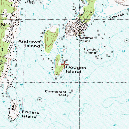 Topographic Map of Dodges Island, CT